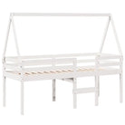 Moderne hoogslaper van massief grenenhout met open zijdeur in wit materiaal - Bedden & bedframes