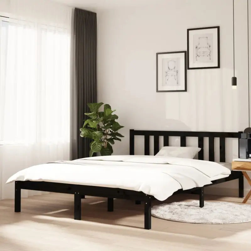 Moderne houten bedframe van massief grenenhout met levering bevat - Zwart / 135 x 190 cm - Bedden & bedframes