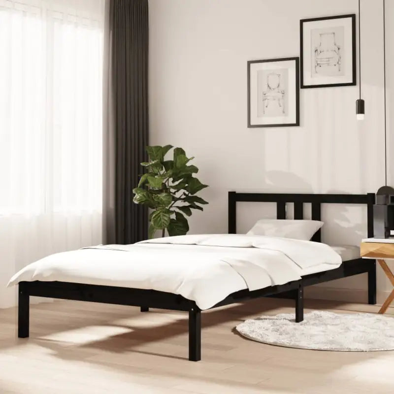 Moderne houten bedframe van massief grenenhout met levering bevat - Zwart / 100 x 200 cm - Bedden & bedframes