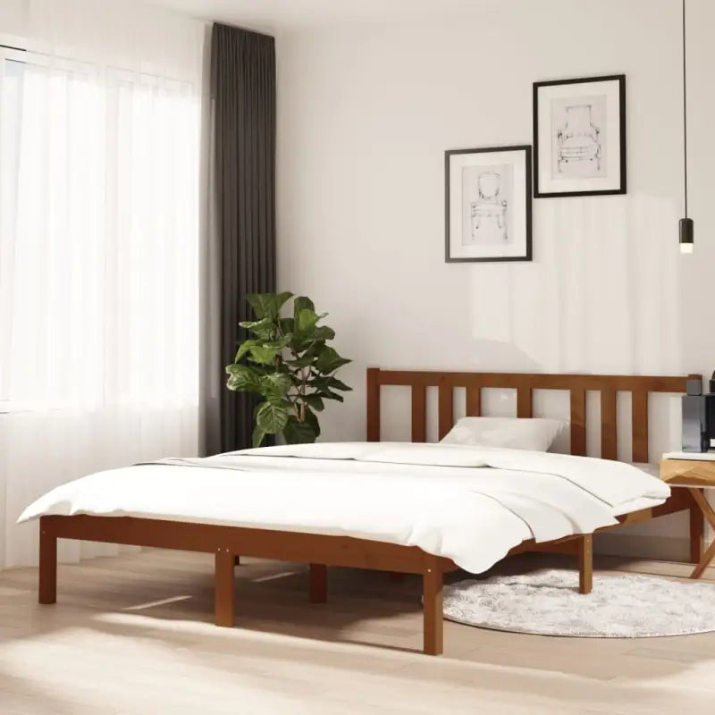 Moderne houten bedframe van massief grenenhout met levering bevat - Honingbruin / 140 x 190 cm - Bedden & bedframes