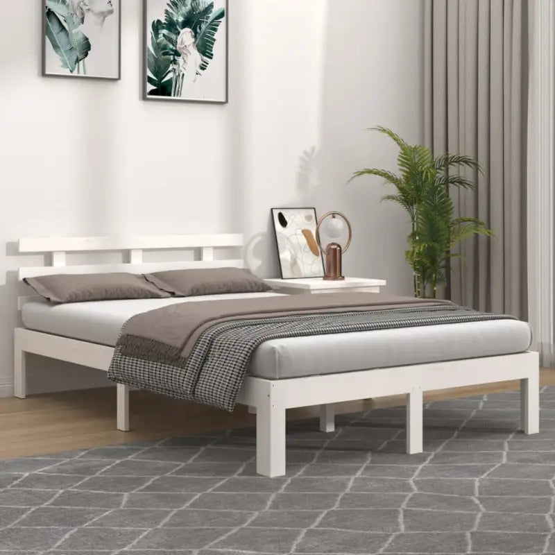 Moderne houten bedframe van massief grenenhout met levering bevat - Wit / 160 x 200 cm - Bedden & bedframes