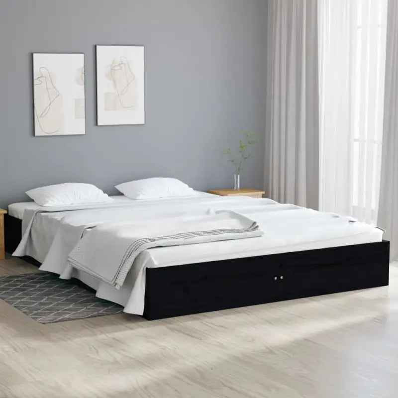 Moderne houten bedframe van massief grenenhout voor stijlvolle slaapkamers - Zwart / 120 x 190 cm - Bedden & bedframes