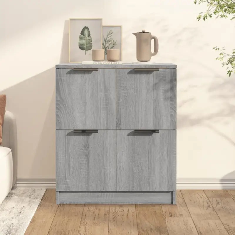 Moderne houten dressoirs met bewerkt hout en stevig blad - Grijs sonoma / 1 - Dressoirs & buffetkasten