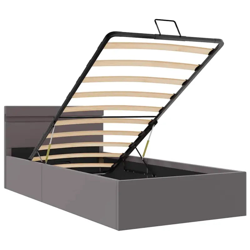 Moderne hydraulische eenpersoonsbed met multiplex lattenbodem en kunstleren bekleding - Bedden & bedframes