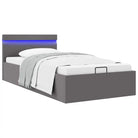 Moderne hydraulische eenpersoonsbed met multiplex lattenbodem en kunstleren bekleding - Bedden & bedframes