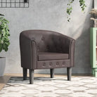 Moderne kuipstoel met decoratieve knopen en duurzaam materiaal - Bruin / 1 / Zonder voetenbank - Fauteuils &