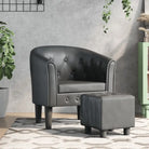 Moderne kuipstoel met decoratieve knopen en duurzaam materiaal - Grijs / 1 / Met voetenbank - Fauteuils & Relaxfauteuils