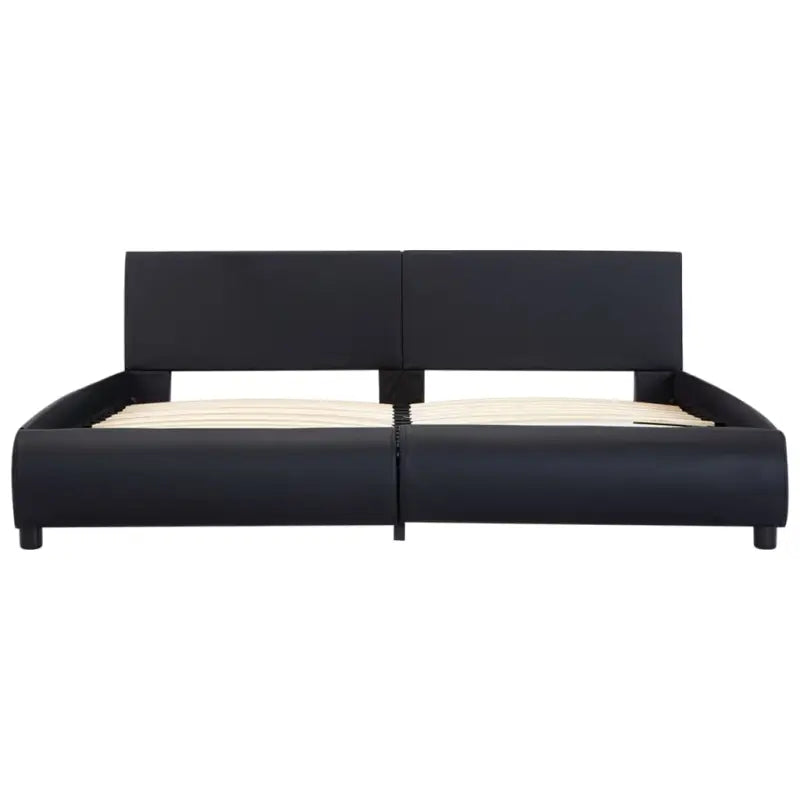 Moderne kunstleren bedframe met gepoedercoat stalen frame voor een elegante slaapkamer - Bedden & bedframes