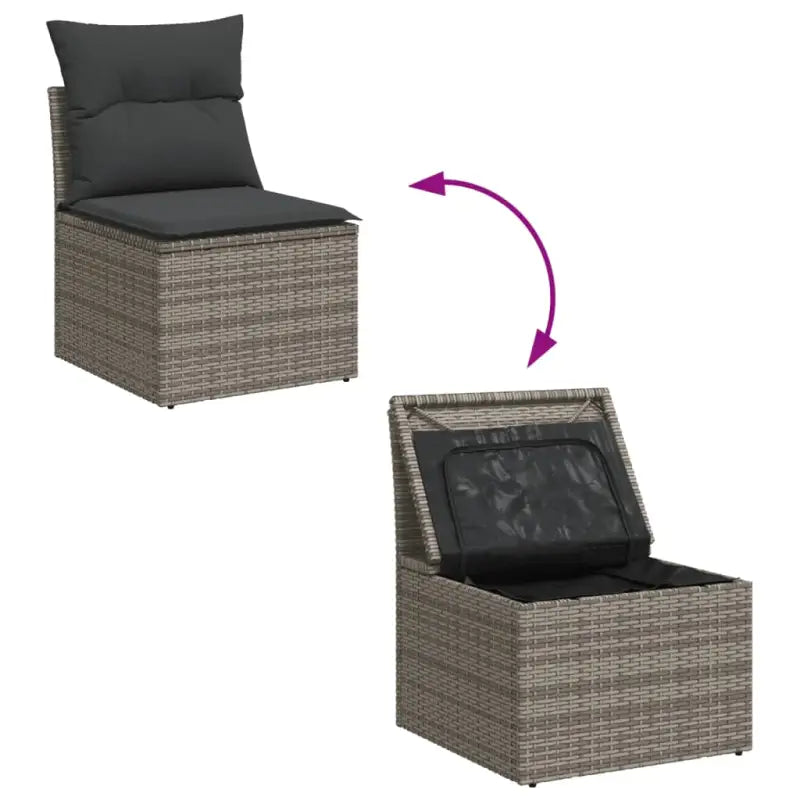 Moderne loungeset in grijs materiaal met gepoedercoat staal en waterdichte tas - Tuinsets