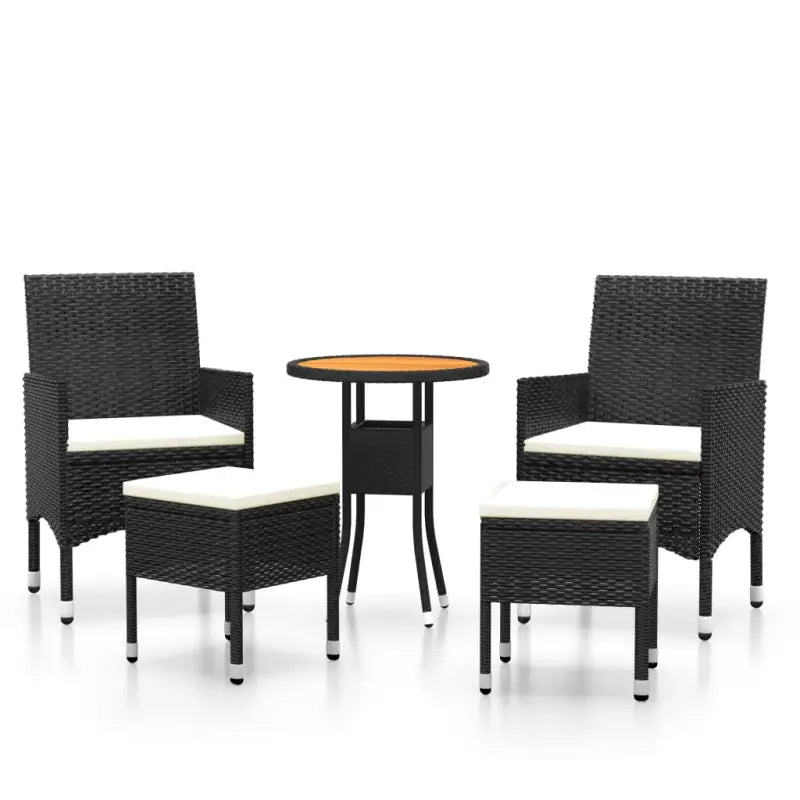 Moderne loungeset met poly rattan en gepoedercoat staal voor buiten - Zwart - Tuinsets