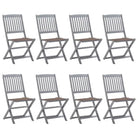 Moderne massief acaciahout tuinstoelen met kussens voor buiten eten - Taupe / 8 - Tuinstoelen