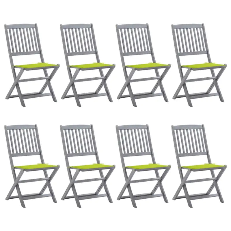 Moderne massief acaciahout tuinstoelen met kussens voor buiten eten - Heldergroen / 8 - Tuinstoelen