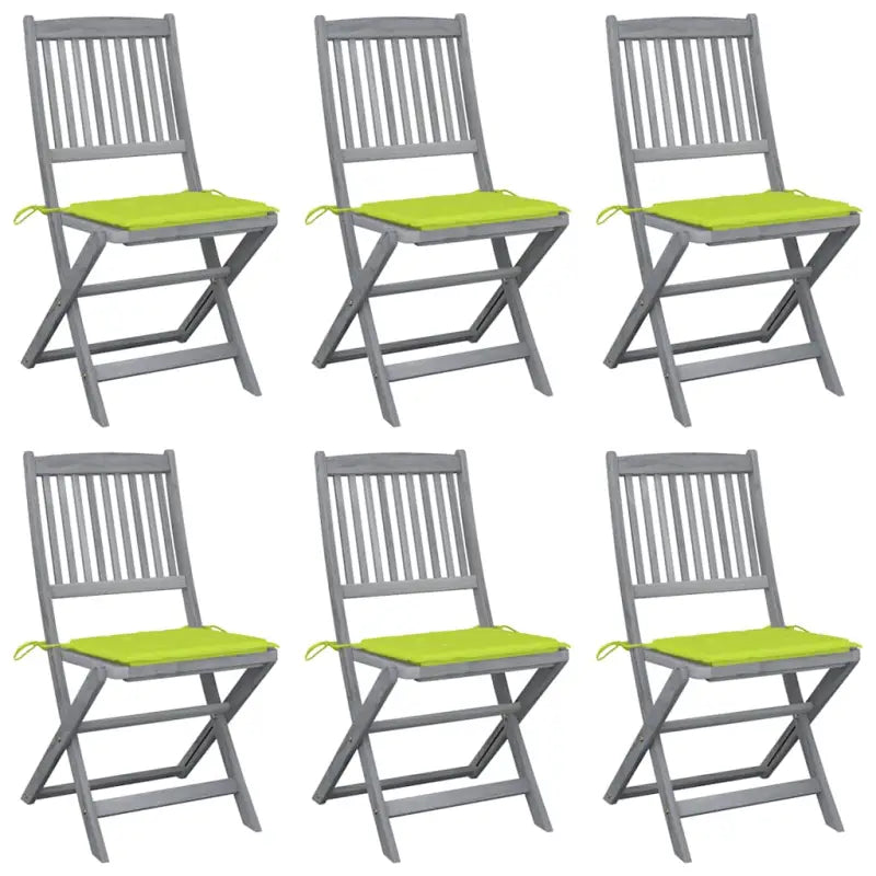 Moderne massief acaciahout tuinstoelen met kussens voor buiten eten - Heldergroen / 6 - Tuinstoelen