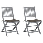 Moderne massief acaciahout tuinstoelen met kussens voor buiten eten - Taupe / 2 - Tuinstoelen