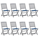 Moderne massief acaciahout tuinstoelen met kussens voor buiten eten - koningsblauw / 8 - Tuinstoelen