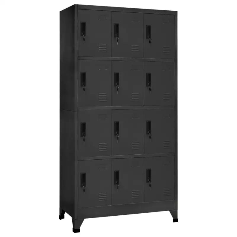 Moderne metalen opbergkast voor kantoorruimte - Antraciet / 1 / Met 12 lockers - Opbergkasten & lockerkasten
