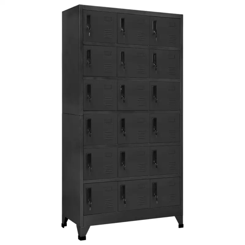 Moderne metalen opbergkast voor kantoorruimte - Antraciet / 1 / Met 18 lockers - Opbergkasten & lockerkasten