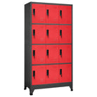 Moderne metalen opbergkast voor kantoorruimte - Antraciet en rood / 1 / Met 12 lockers - Opbergkasten & lockerkasten