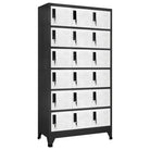 Moderne metalen opbergkast voor kantoorruimte - Antraciet en wit / 1 / Met 18 lockers - Opbergkasten & lockerkasten