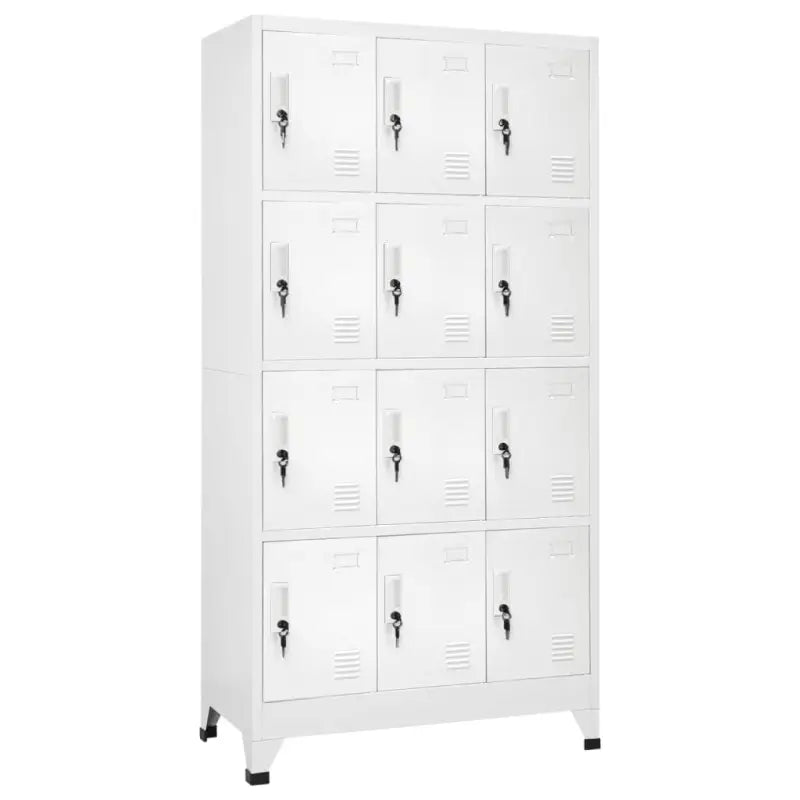 Moderne metalen opbergkast voor kantoorruimte - Grijs / 1 / Met 12 lockers - Opbergkasten & lockerkasten
