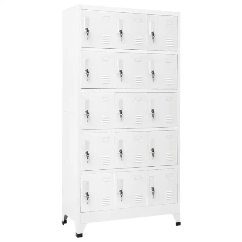 Moderne metalen opbergkast voor kantoorruimte - Grijs / 1 / Met 15 lockers - Opbergkasten & lockerkasten