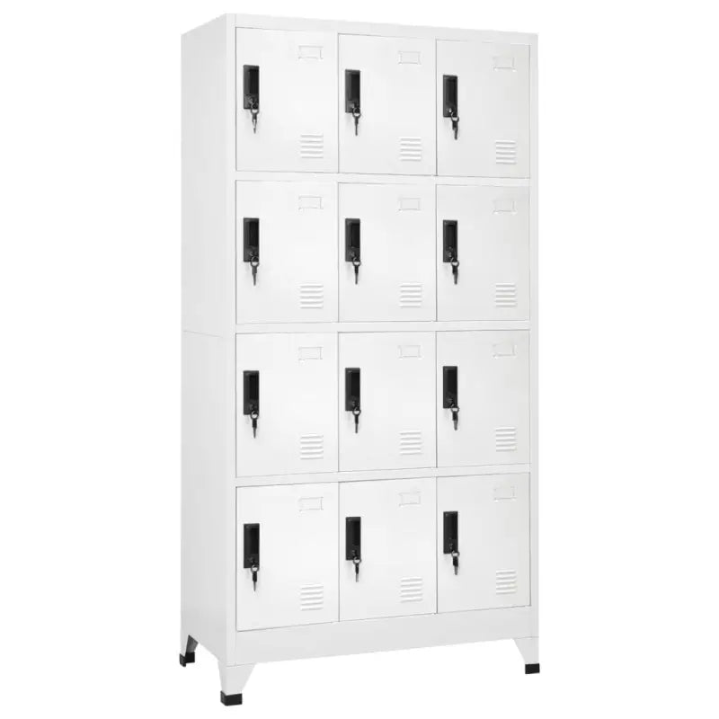Moderne metalen opbergkast voor kantoorruimte - Wit / 1 / Met 12 lockers - Opbergkasten & lockerkasten