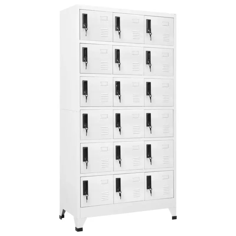 Moderne metalen opbergkast voor kantoorruimte - Wit / 1 / Met 18 lockers - Opbergkasten & lockerkasten