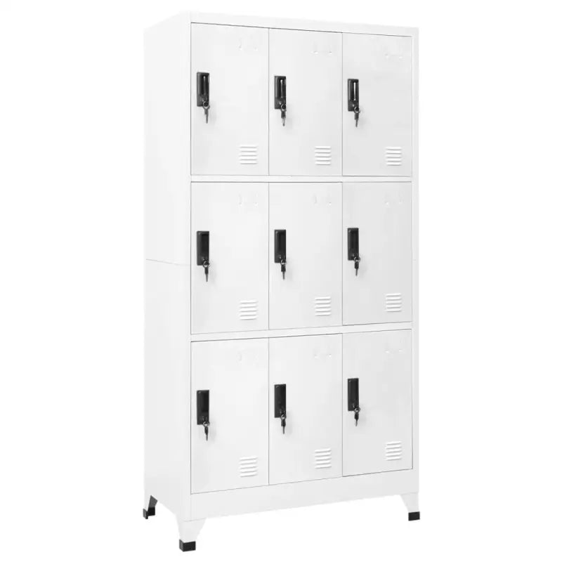 Moderne metalen opbergkast voor kantoorruimte - Wit / 1 / Met 9 lockers - Opbergkasten & lockerkasten