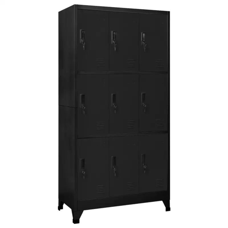Moderne metalen opbergkast voor kantoorruimte - Zwart / 1 / Met 9 lockers - Opbergkasten & lockerkasten
