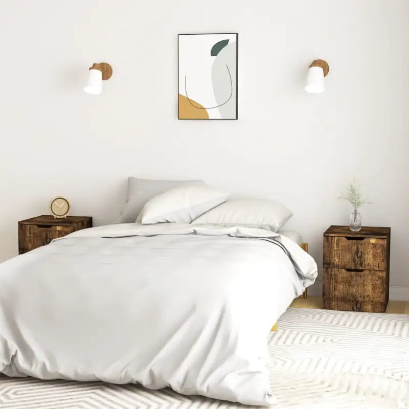 Moderne nachtkastje van bewerkt hout met duurzame charme - Gerookt eiken / 2 - Nachtkastjes