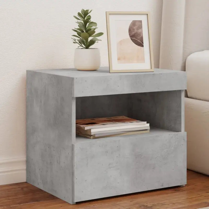 Moderne Nachtkastjes met LED en Grijs Sonoma hout voor elke slaapkamer - Betongrijs / 2 - Nachtkastjes