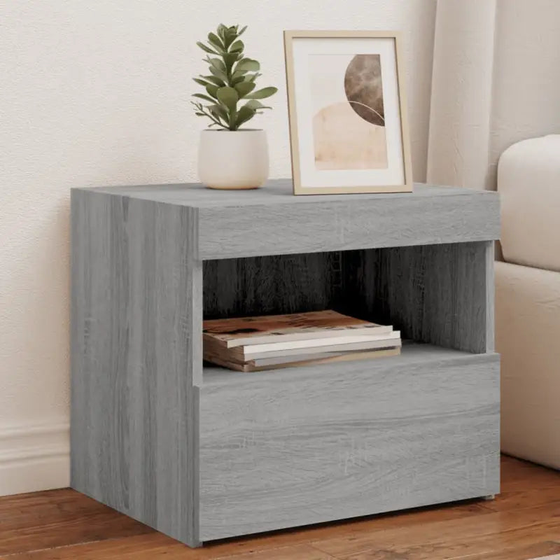 Moderne Nachtkastjes met LED en Grijs Sonoma hout voor elke slaapkamer - Grijs sonoma / 1 - Nachtkastjes