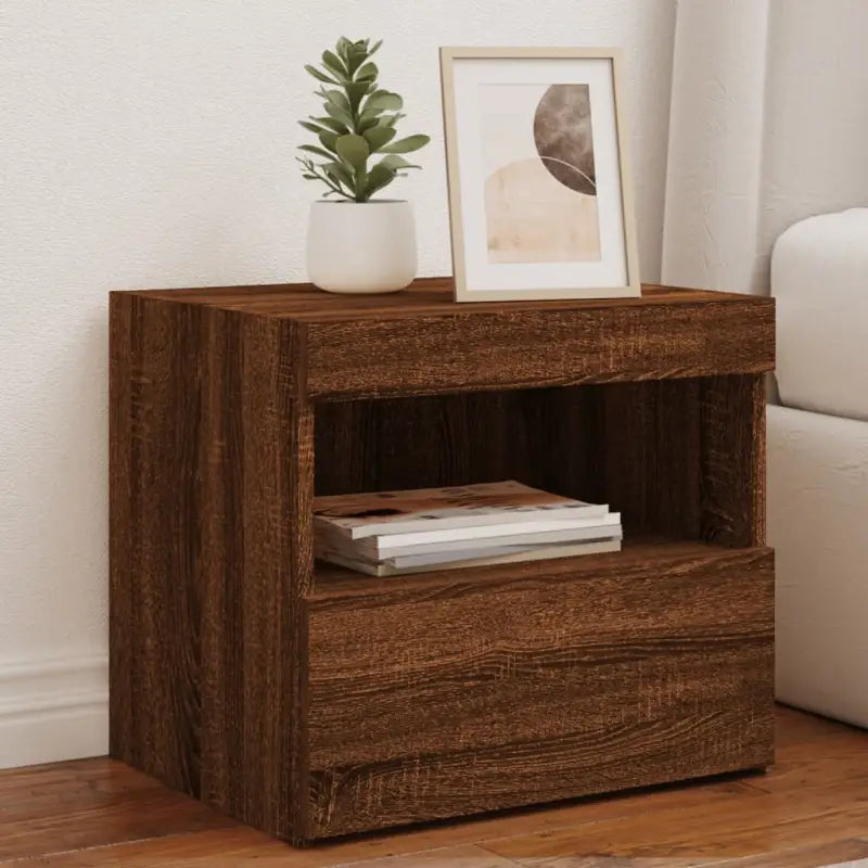 Moderne Nachtkastjes met LED en Grijs Sonoma hout voor elke slaapkamer - bruin eikenkleur / 2 - Nachtkastjes