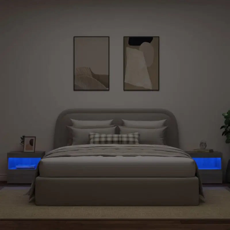 Moderne Nachtkastjes met LED en Grijs Sonoma hout voor elke slaapkamer - Nachtkastjes