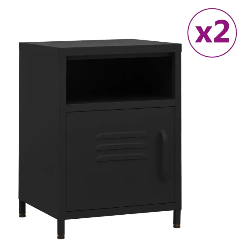 Moderne nachtkastjes met open schap van staal voor je interieur - Zwart / 2 - Nachtkastjes