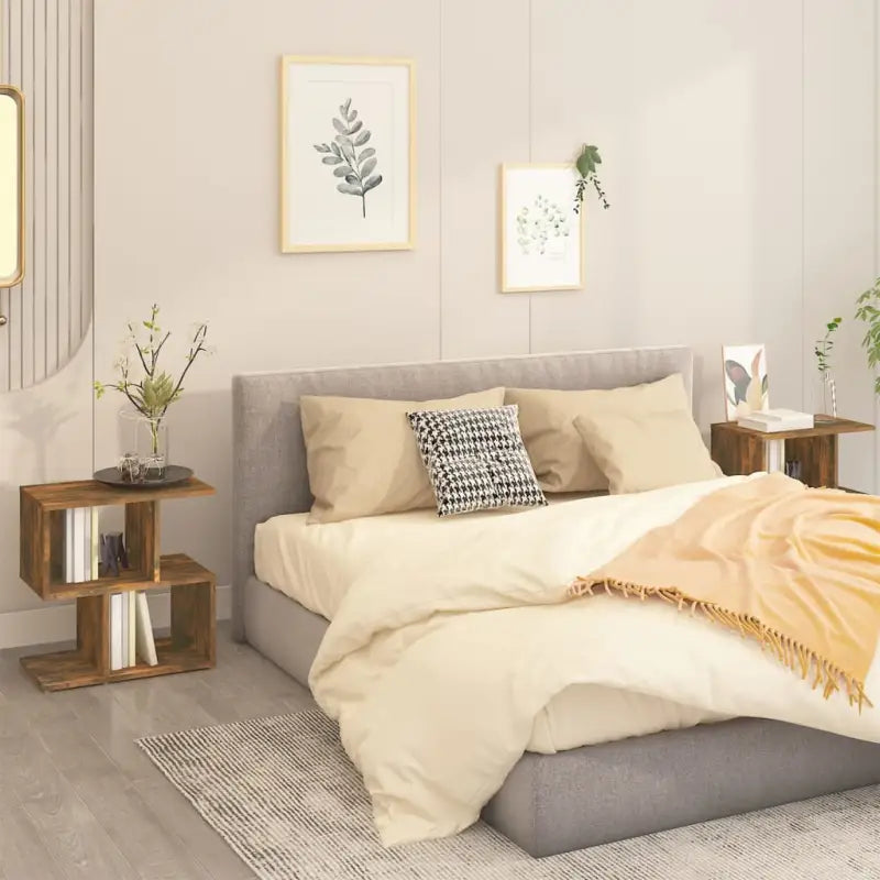 Moderne nachtkastjes van bewerkt hout gemakkelijk schoon te maken - Gerookt eiken / 2 - Nachtkastjes