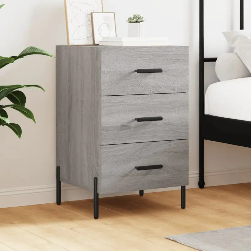 Moderne nachtkastjes van bewerkt hout voor een eigentijdse uitstraling - Grijs sonoma / 1 - Nachtkastjes