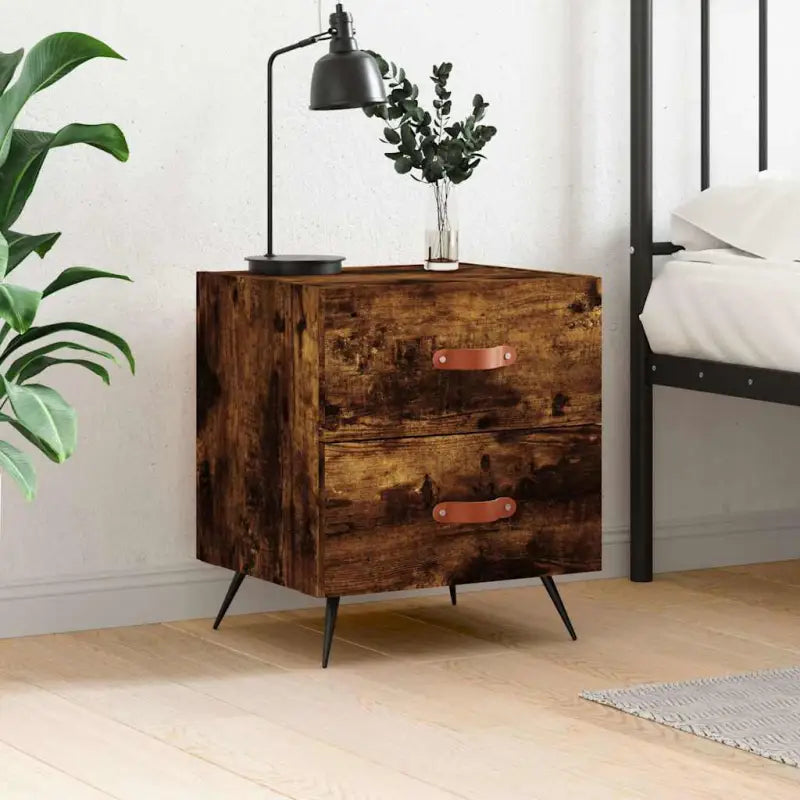 Moderne nachtkastjes van bewerkt hout voor een stijlvolle uitstraling - Gerookt eiken / 1 - Nachtkastjes