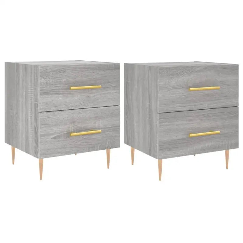 Moderne nachtkastjes van grijs sonoma eiken bewerkt hout - Nachtkastjes
