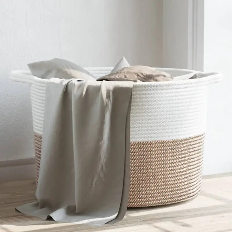 Moderne opbergmand van geweven katoenen touwen voor elk interieur - Bruin / 55 x 36 cm / 1 - Wasmanden