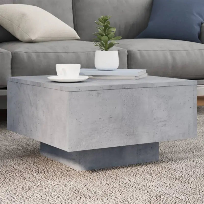 Moderne salontafel met LED-verlichting en duurzaam bewerkt hout - Betongrijs / 55 x 55 x 31 cm / 1 - Salontafels