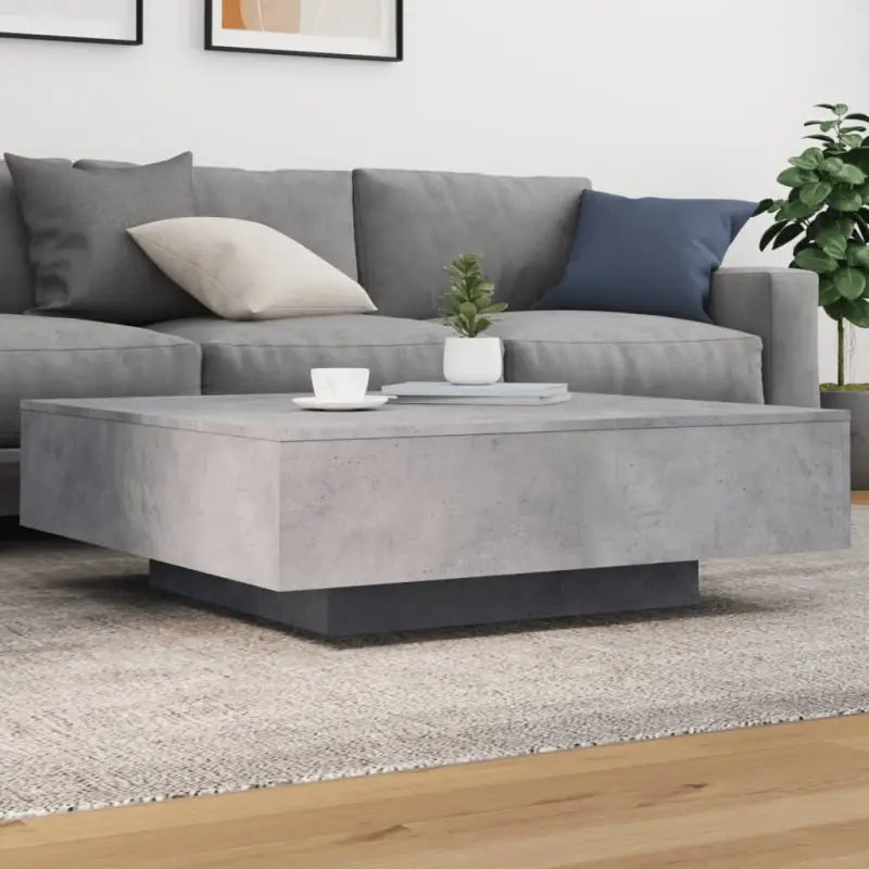 Moderne salontafel met LED-verlichting en duurzaam bewerkt hout - Betongrijs / 100 x 100 x 31 cm / 1 - Salontafels