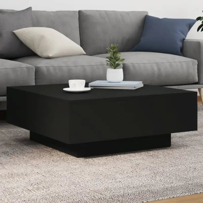 Moderne salontafel met LED-verlichting en duurzaam bewerkt hout - Zwart / 80 x 80 x 31 cm / 1 - Salontafels