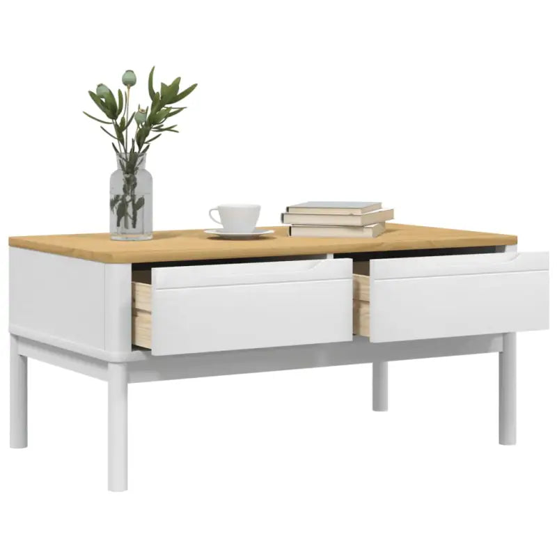 Moderne salontafel met massief grenenhout en houten poten - Salontafels