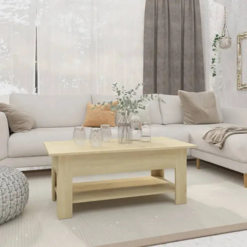 Moderne Salontafel met Opbergvak in Bewerkt Hout - Sonoma eiken / 102 x 55 x 42 cm / 1 - Salontafels