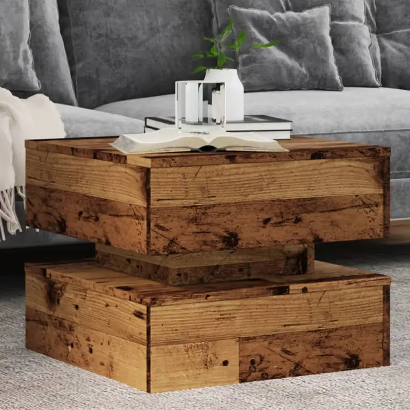Moderne salontafel met RGB LED-verlichting en duurzaam bewerkt hout - Oud hout / 1 / 50 cm - Salontafels