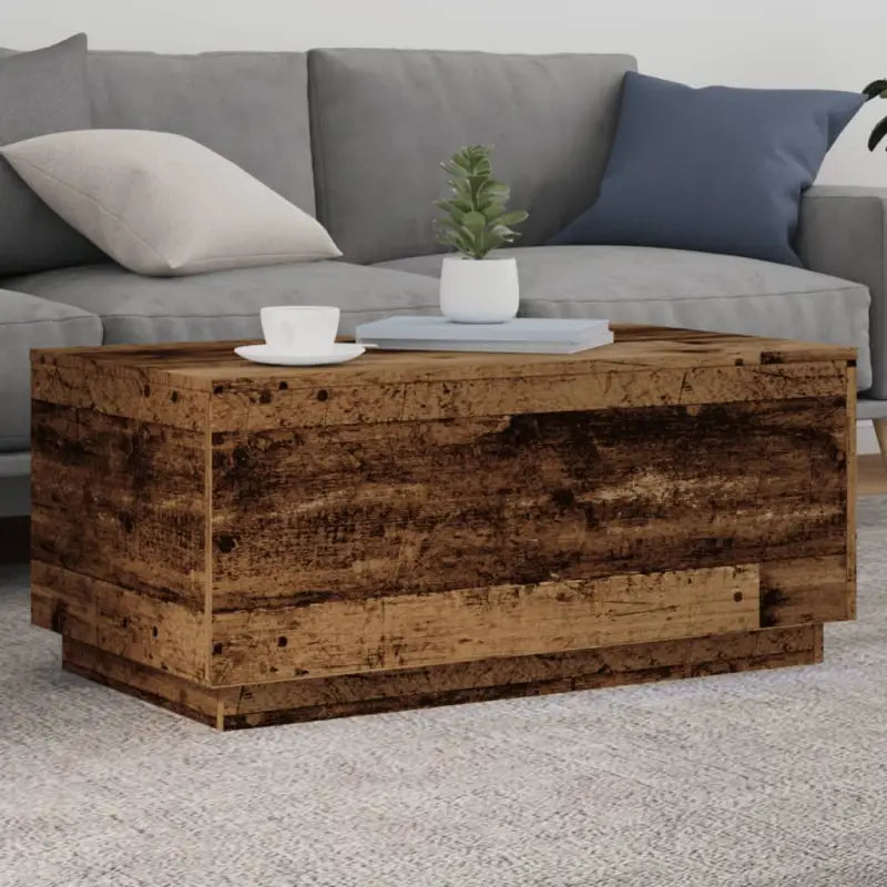 Moderne salontafel met RGB LED-verlichting en duurzaam bewerkt hout - Oud hout / 1 / 90 cm - Salontafels