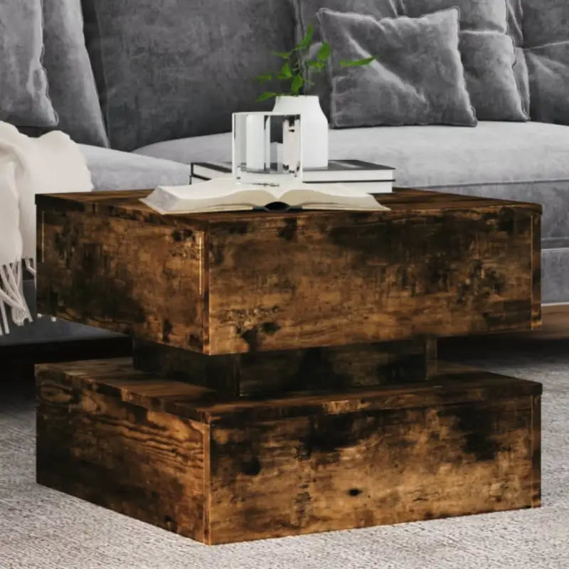 Moderne salontafel met RGB LED-verlichting en duurzaam bewerkt hout - Gerookt eiken / 1 / 50 cm - Salontafels