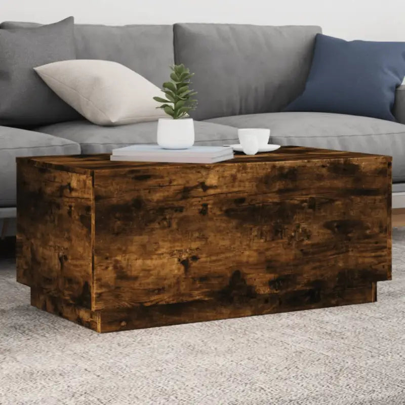 Moderne salontafel met RGB LED-verlichting en duurzaam bewerkt hout - Gerookt eiken / 1 / 90 cm - Salontafels