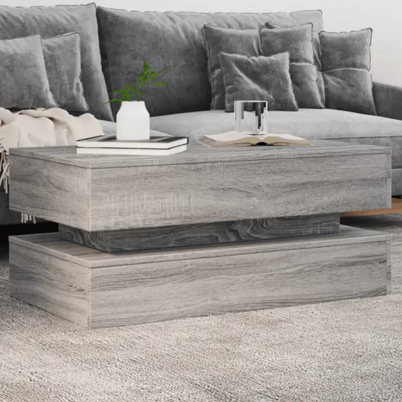 Moderne salontafel met RGB LED-verlichting en duurzaam bewerkt hout - Grijs sonoma / 1 / 90 cm - Salontafels